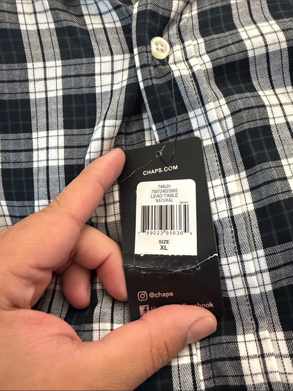 Chaps Black and White Plaid Button-Down Shirt - Picture 2 of 3